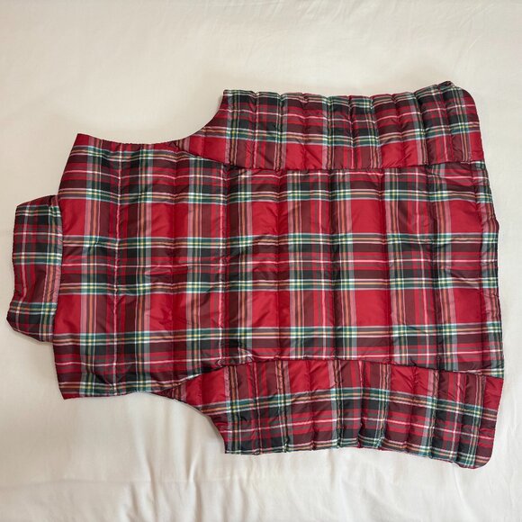 LANDS'END Women's Red Tartan Plaid Down Puffer Vest, Size L (14-16) - Picture 13 of 15